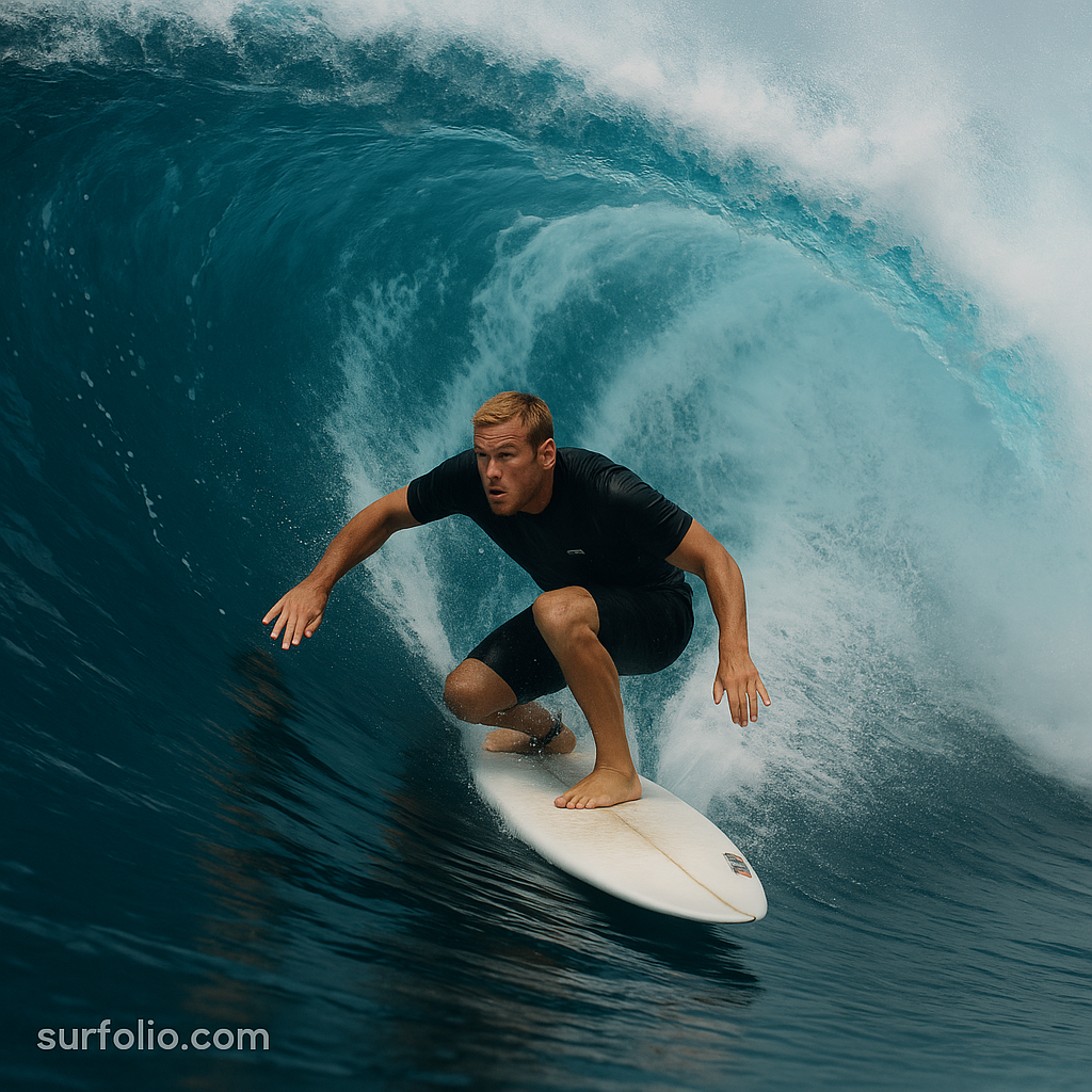 Andy Irons carving a powerful wave at Pipeline, showing his raw and fearless surf style.