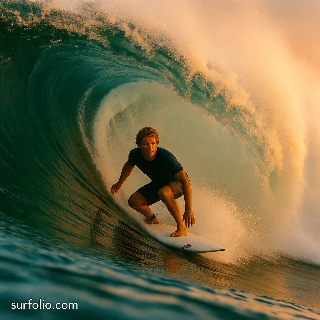 John John Florence surfing a powerful wave at Pipeline with precision and flow.